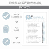 Elephant Baby Shower Game For Boys - 25 Guess Who Mommy Or Daddy Game Cards - Fun Guessing Activities For Guests - Royal Prince Blue Jungle Theme