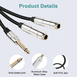 6.35Mm Ts Guitar Signal Audio Y Splitter Cable, 1/4" Male To Dual Mono 1/4" Female Adapter With Gold-Plated Ofc Hifi Ts Speaker Headphone Extension Cable-0.5M/1.6Ft