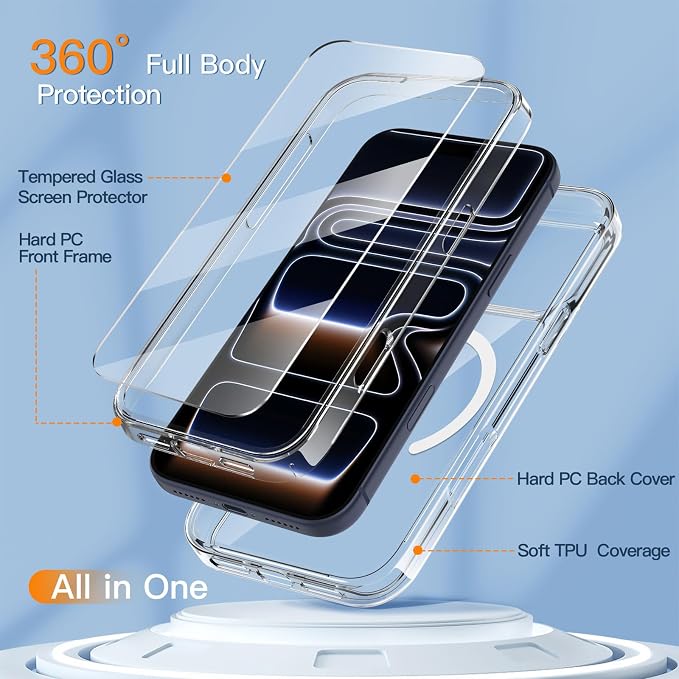 Crystal Clear Magnetic Phone Case with Stand for Apple iPhone 18 Pro Max and iPhone 17 Pro Max