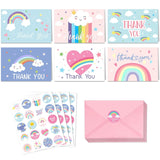 24 Pcs Rainbow Thank You Cards With Envelopes And Stickers Thank You Notes For Birthday Shower Party Favors Wedding Supplies