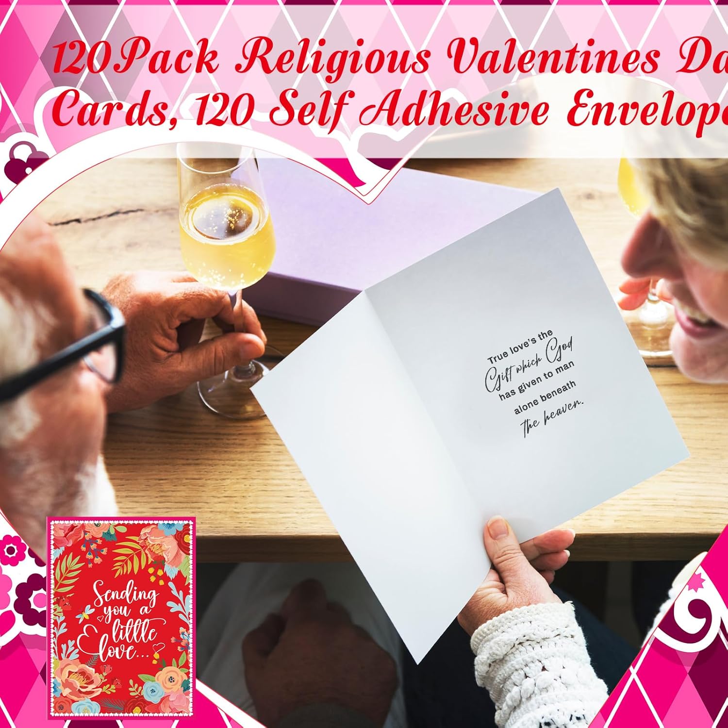 120 Pack Religious Valentines Day Cards With Envelopes Christian Cards With Blessing Vintage Flower Greeting For Valentine‘S Day Party Favors Supplies