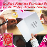 120 Pack Religious Valentines Day Cards With Envelopes Christian Cards With Blessing Vintage Flower Greeting For Valentine‘S Day Party Favors Supplies