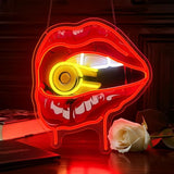 Red Lips Neon Sign Dimmable LED Wall Light Acrylic Lip Decor for Bedroom Bar Club Party