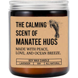 The Calming Scent Of Manatee Hugs Candle - Funny Manatee Hugs Jar Candle - Lavender & Mandarin Scented Soy Wax Candle, 8Oz