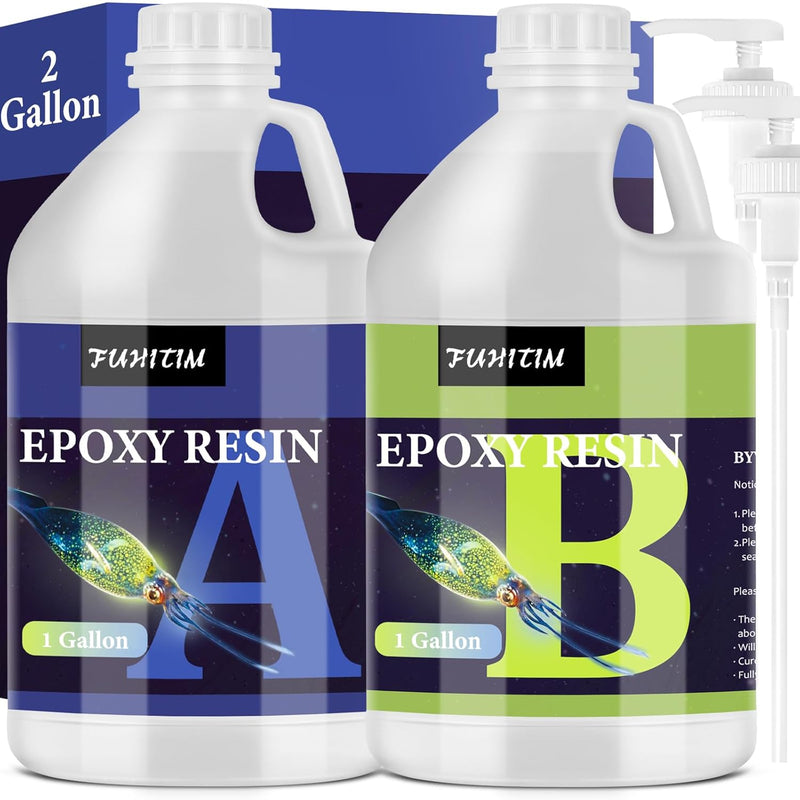 Epoxy Resin 2 Gallon - Crystal Clear Epoxy Resin Kit - Self-Leveling, High-Glossy, No Yellowing, No Bubbles Casting Resin Perfect For Crafts, Table Tops, Diy 1:1 Ratio