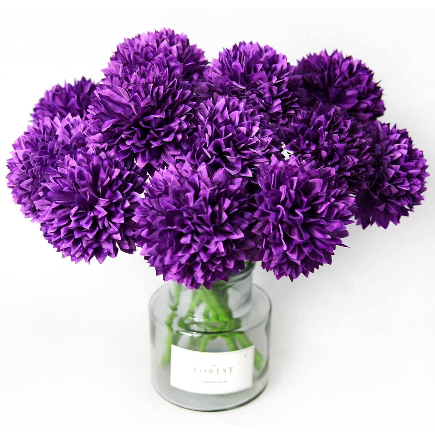 12 Pcs Artificial Flowers Purple Faux Ball Chrysanthemum Bouquet Flowers Wedding Bouquet For Home Garden Party Wedding Decoration