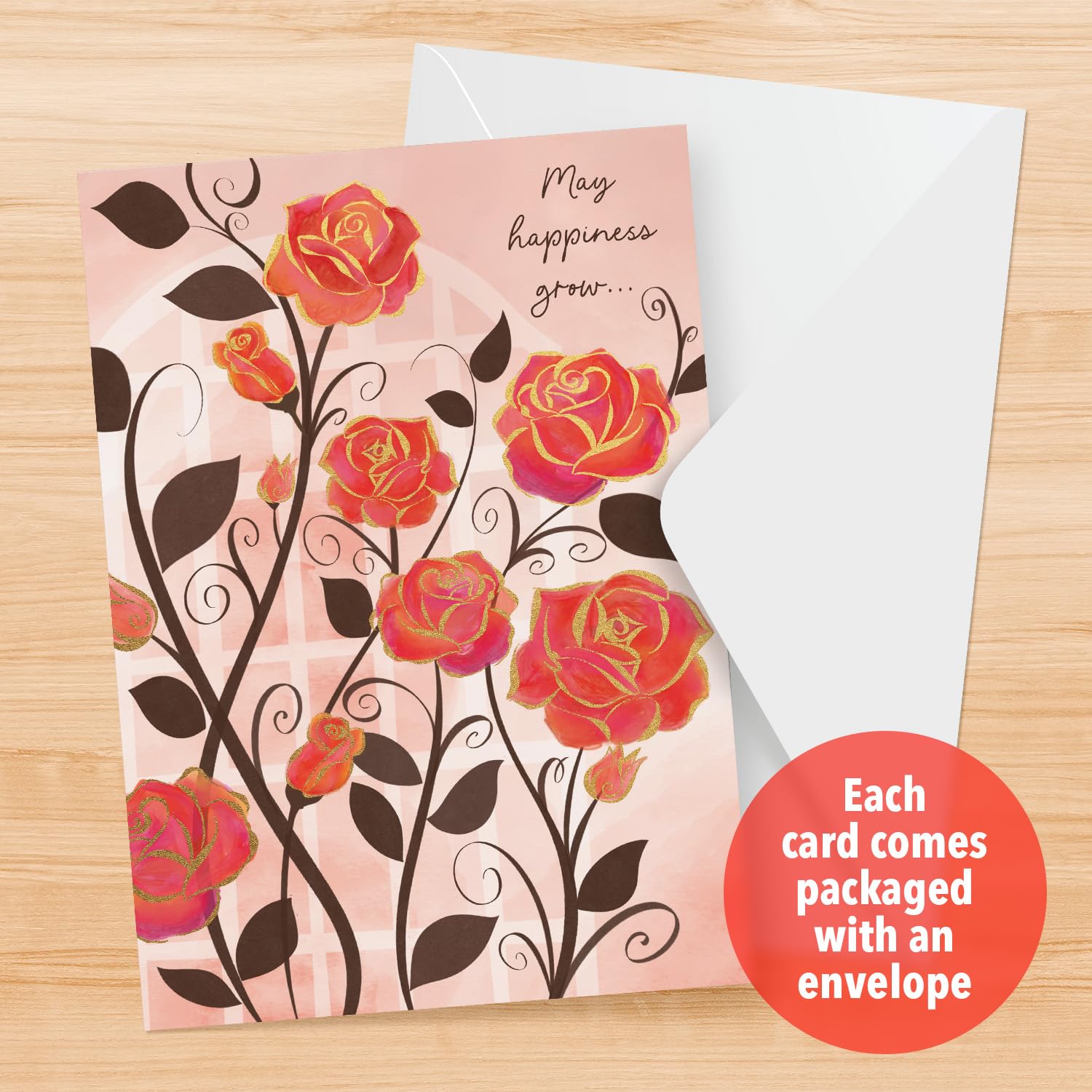 , Valentine’S Day Pop-Up Greeting Card – Growing Roses Design With 3D Red Rose Bouquet, Card For Friends, Family And Special Someones (1 Card With Envelope)