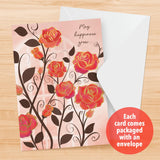 , Valentine’S Day Pop-Up Greeting Card – Growing Roses Design With 3D Red Rose Bouquet, Card For Friends, Family And Special Someones (1 Card With Envelope)