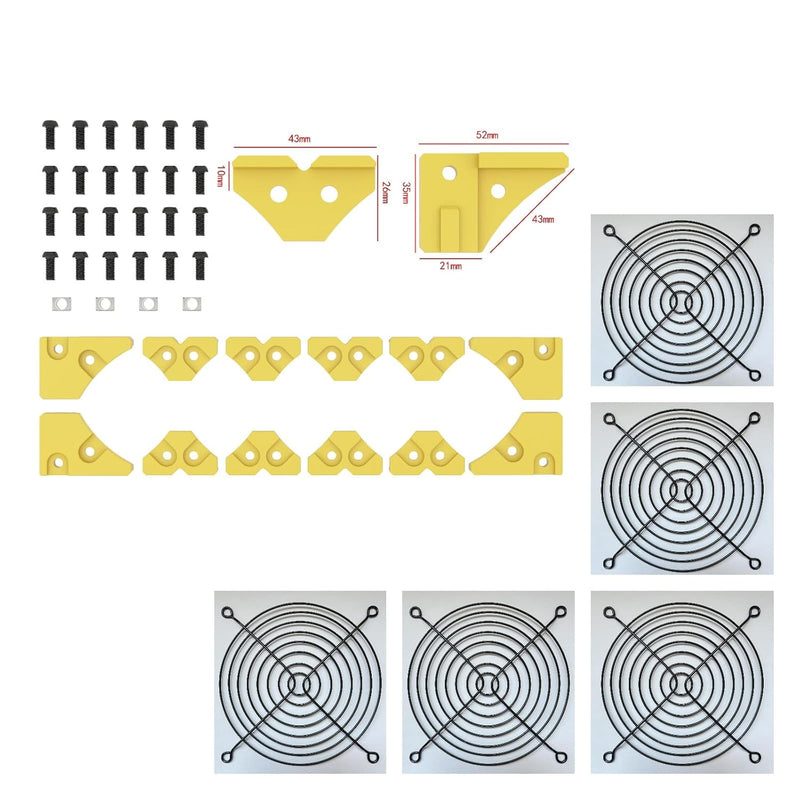 Fan Bracket, Aluminum Mine Frame 120Mm Fan Mounting Kit With Grille (5 Fan Kit