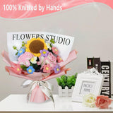 Crochet Flowers Bouquet,Handmade Knitted Carnation Daisy Artificial Flowers Home Decor Gift For Mother'S Day Birthday Wedding Christmas Thanksgiving Anniversary Pink