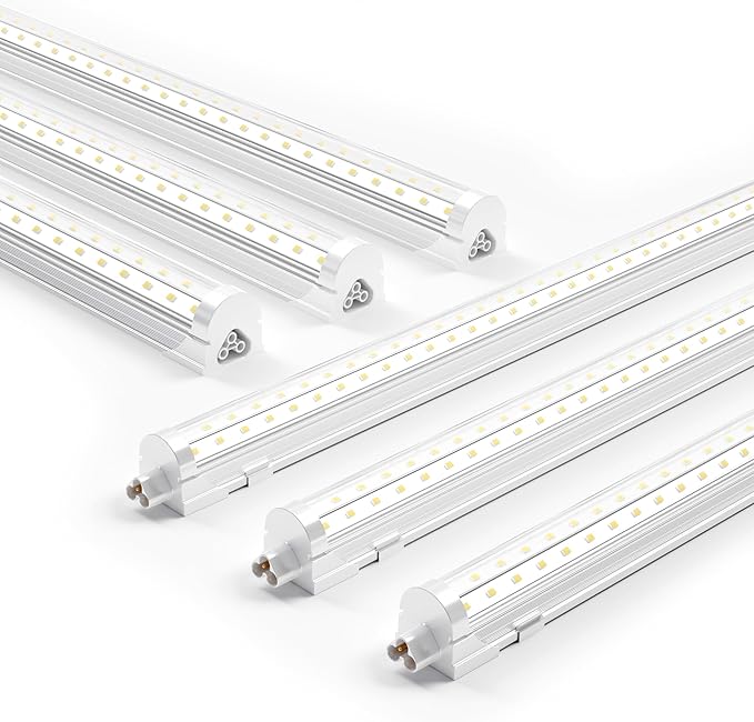 6 Pack 4FT LED Shop Lights 36W 5000LM 6000K Linkable Plug and Play Commercial Bay Lighting