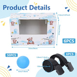 6 Pcs Blue Bear Shaking Balls Game Set Novelty Twerk Game With 50 Balls, 6Pcs Binding Strap And 6Pcs Cardboard Boxes For Birthday Party & Bachelorette Parties