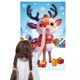 Pin The Nose On The Reindeer, Cute Christmas Pin The Nose On Rudolph Game Holiday Games For Kids Winter Party Game With Blindfold