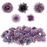 50Pcs Faux Artificial Flower Heads Small Flower Heads For Birthday Wedding Baby Shower Cake Decoration Diy Craft(Purple)