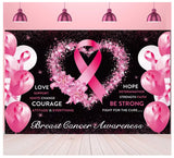 Breast Cancer Awareness Banner Backdrop Decorations Pink Ribbon Shapes Party Banner Breast Cancer Survivor Gifts Hope Faith Strength Courage Hanging Banner Breast Cancer Wall Pennants (style 4)