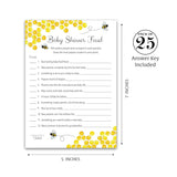 Bee Baby Shower Feud Game — Pack Of 25 — Fun Shower Family Feud Games, Mommy To Bee Bumble Bee Yellow Honeybee Bumblebee Rustic Gender Neutral Baby Shower Fued Activity G620-Bsf