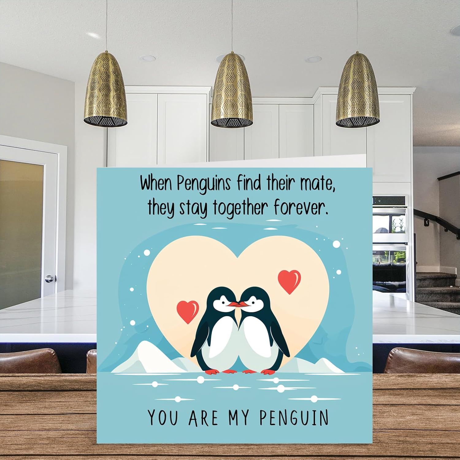 Penguin Valentine'S Day Card - Penguins In Love - Cute Romantic Card For Girlfriend Boyfriend Wife Husband Partner Friend Him Her, 5.7 X 5.7 Inch Anniversary Greeting Cards