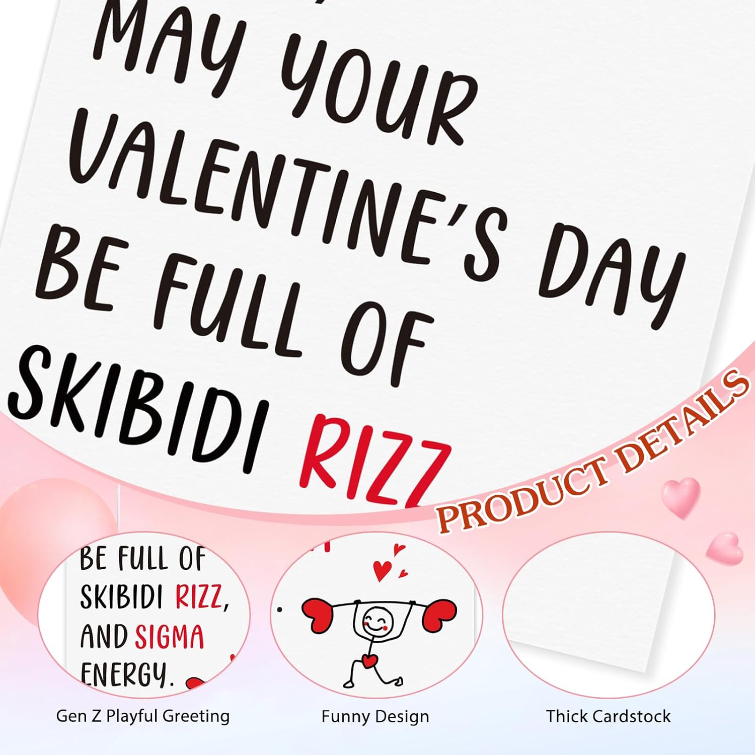 Slang Valentines Day Card - Trendy Gen Z Funny Valentines Card With Envelope Funny Rizz Meme Sigma Vday Gift For Her Him Girls Boys Teens Sons Daughter Grandson Granddaughter Kids Sister Brother Friend (5.5X8 Inch)