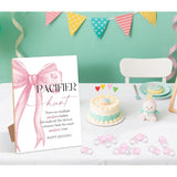 51 Pcs Pacifier Hunt Baby Shower Game, Include 1 Wood Sign And 50 Pacifiers, Pink Bow Theme Gender Reveal Games, Pink Baby Shower Decorations, Newborn Announcement Party Decor Supplies
