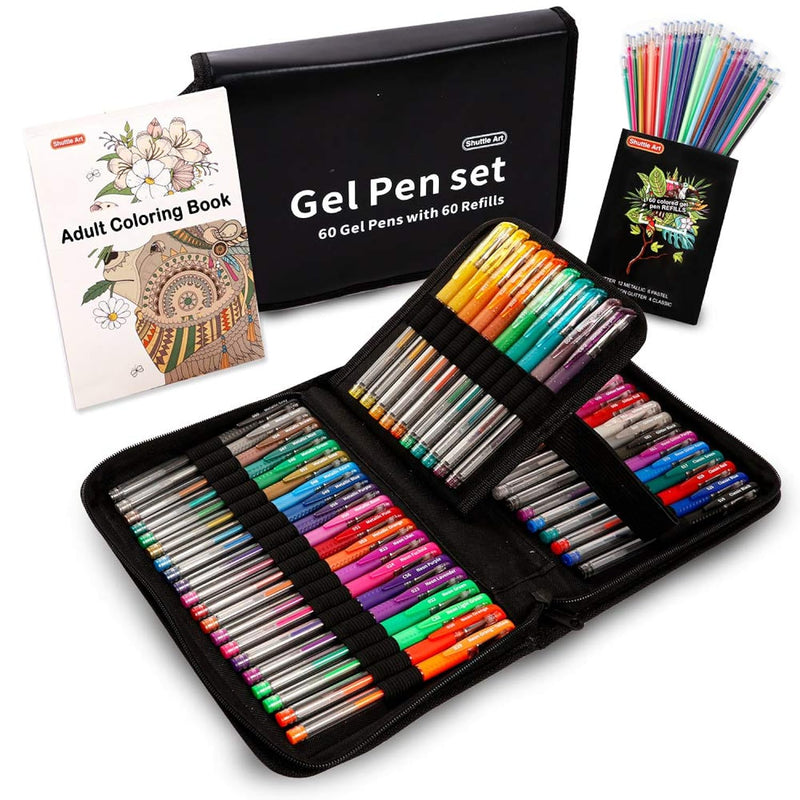 Gel Pens, 120 Pack Gel Pen Set 60 Colored Gel Pen With 60 Refills For Adults C