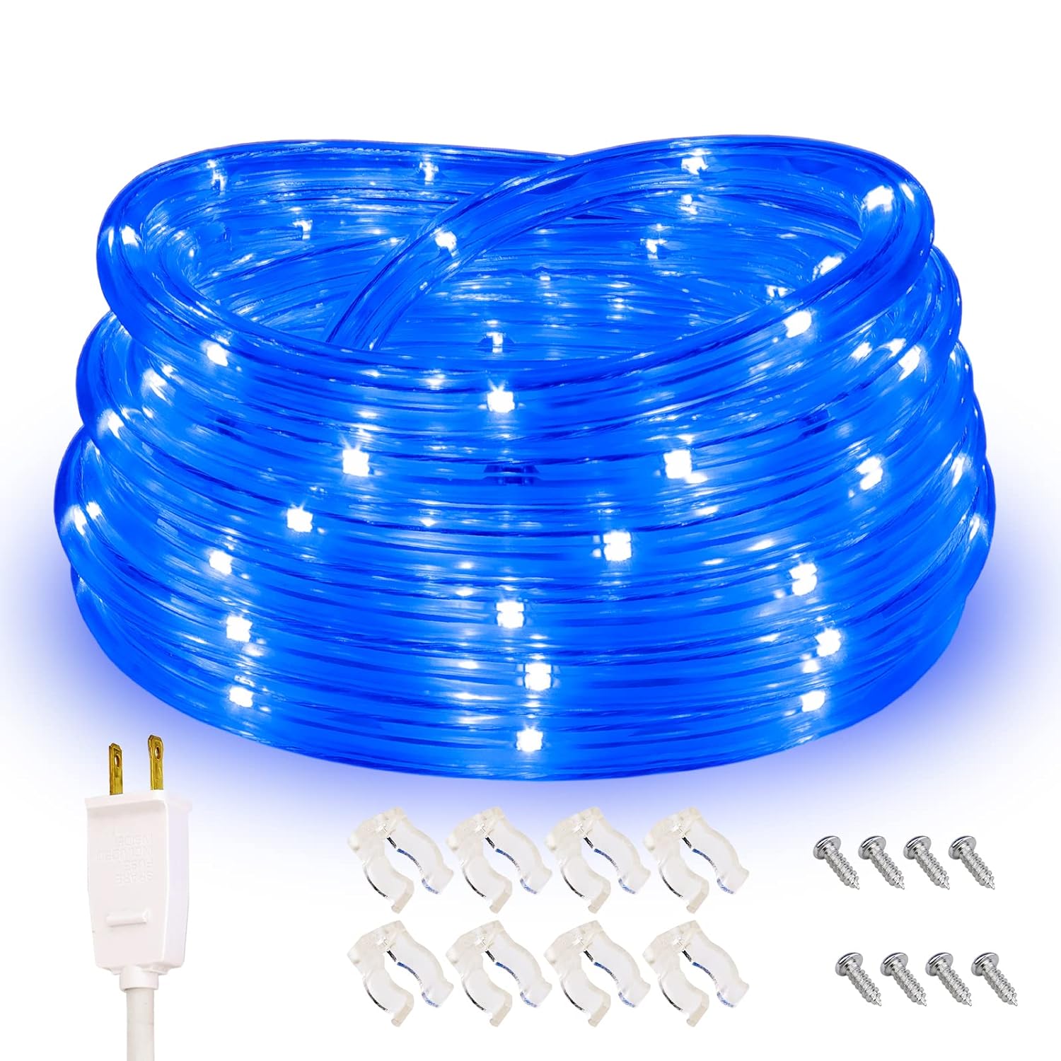 Rope Lights, 16Ft Waterproof Connectable Strip Lighting Blue, Indoor Outdoor Mood Lighting For Home Christmas Holiday Garden Patio Party Decoration
