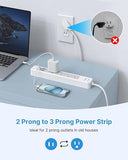 2 Prong to 3 Prong Power Strip Adapter with 6 ft Extension Cord