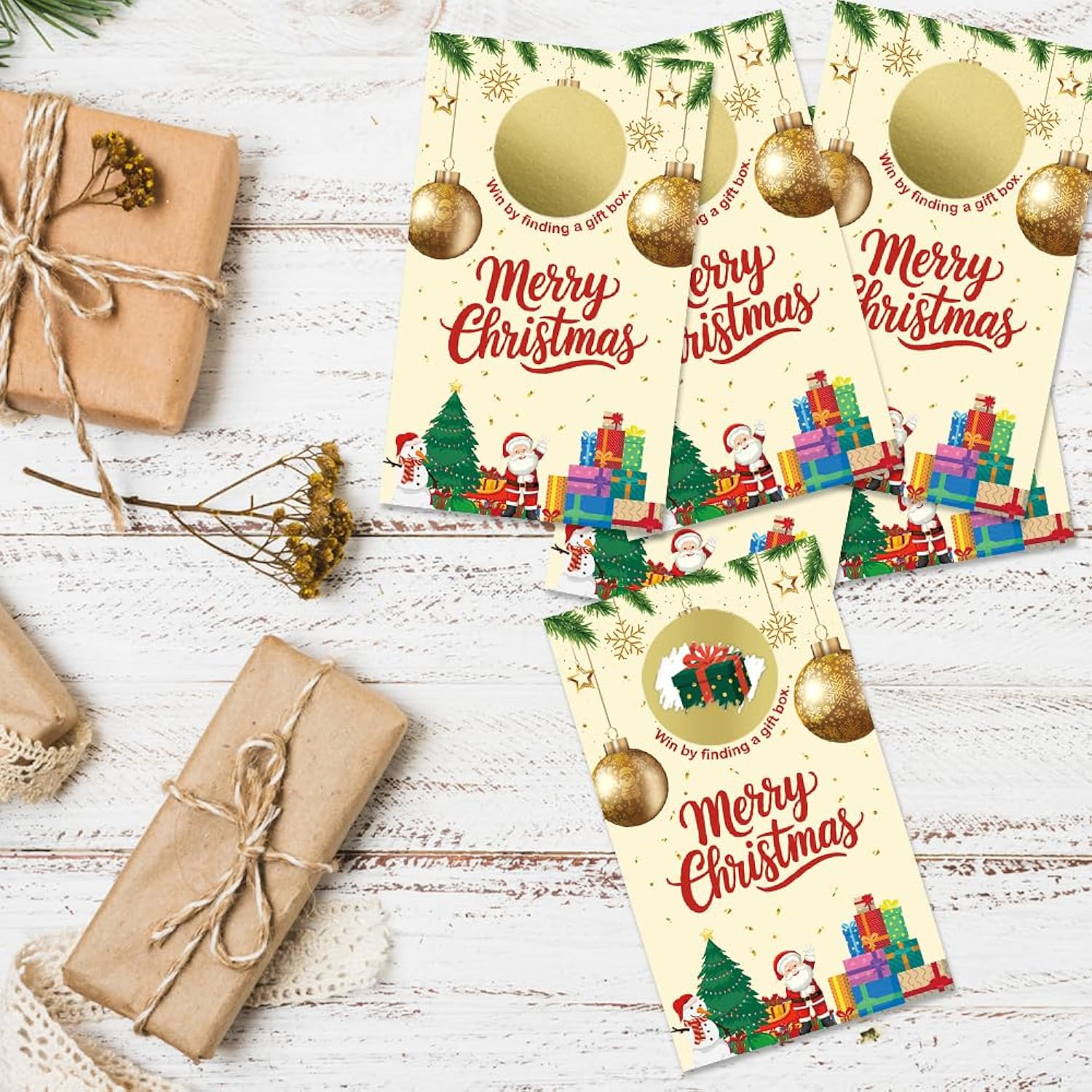 50 Pcs Merry Christmas Scratch Off Game Cards, Christmas Themed Party Supplies, Funny Holiday Scratch Cards For Lottery Group Games Activity, Raffle Tickets For Birthday Party