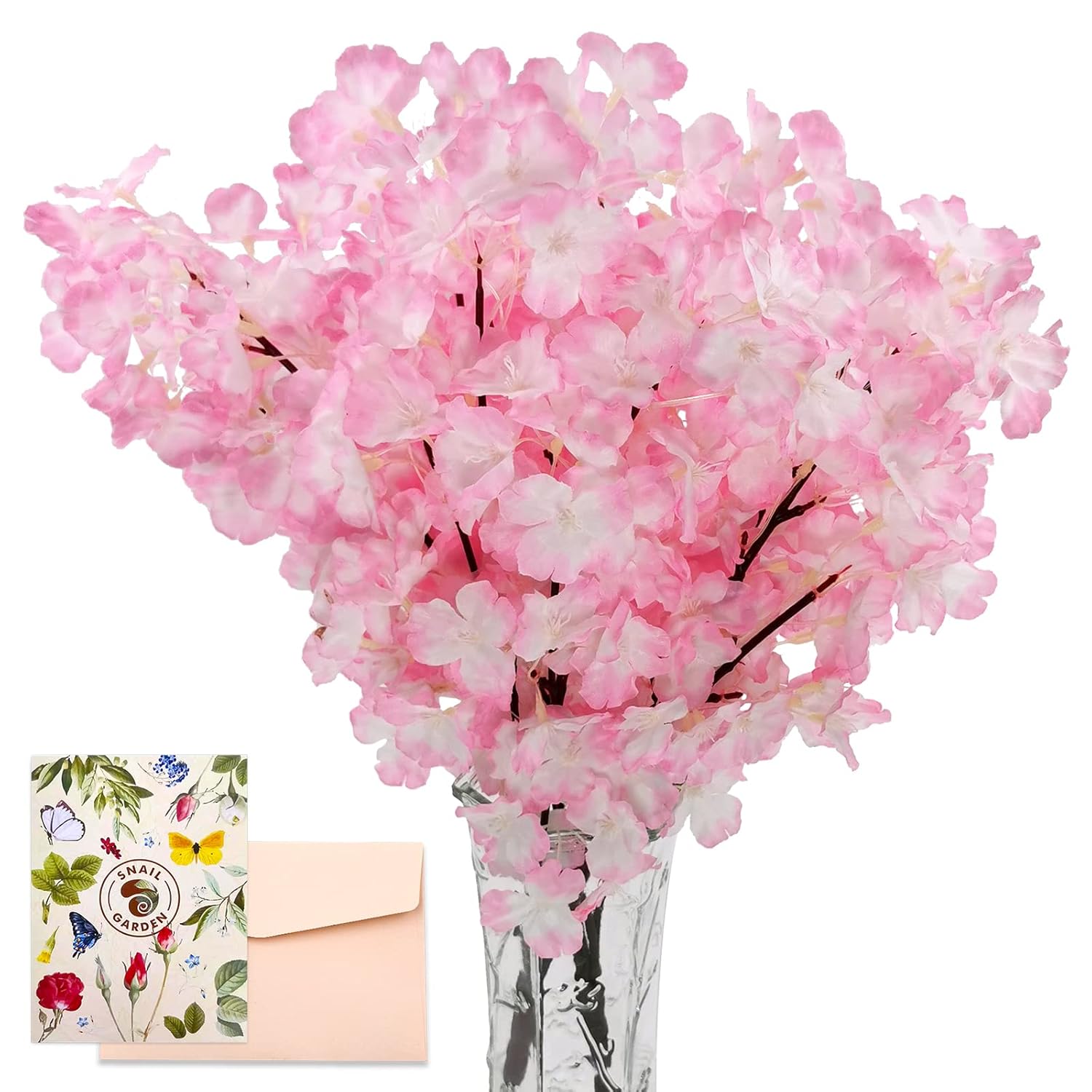 2Pack Artificial Cherry Blossom Flowers, 19.7 Inch Silk Cherry Blossom Branches Faux Pink Cherry Blossom Stems Realistic & Lifelike For Diy Garden Home Hotel Wedding Party Decor