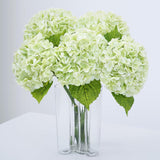 4 Pcs 21" Real Touch Green Hydrangea Artificial Flowers With Long Stem & Leaves, Full Latex Faux Hydrangea Flowers For Home Decor Party Floral Arrangements Wedding Bouquets Centerpieces