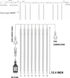 Christmas Meteor Shower Lights Outdoor 864 LED 24 Tube Waterproof White Icicle Snow Falling Plug In Lights
