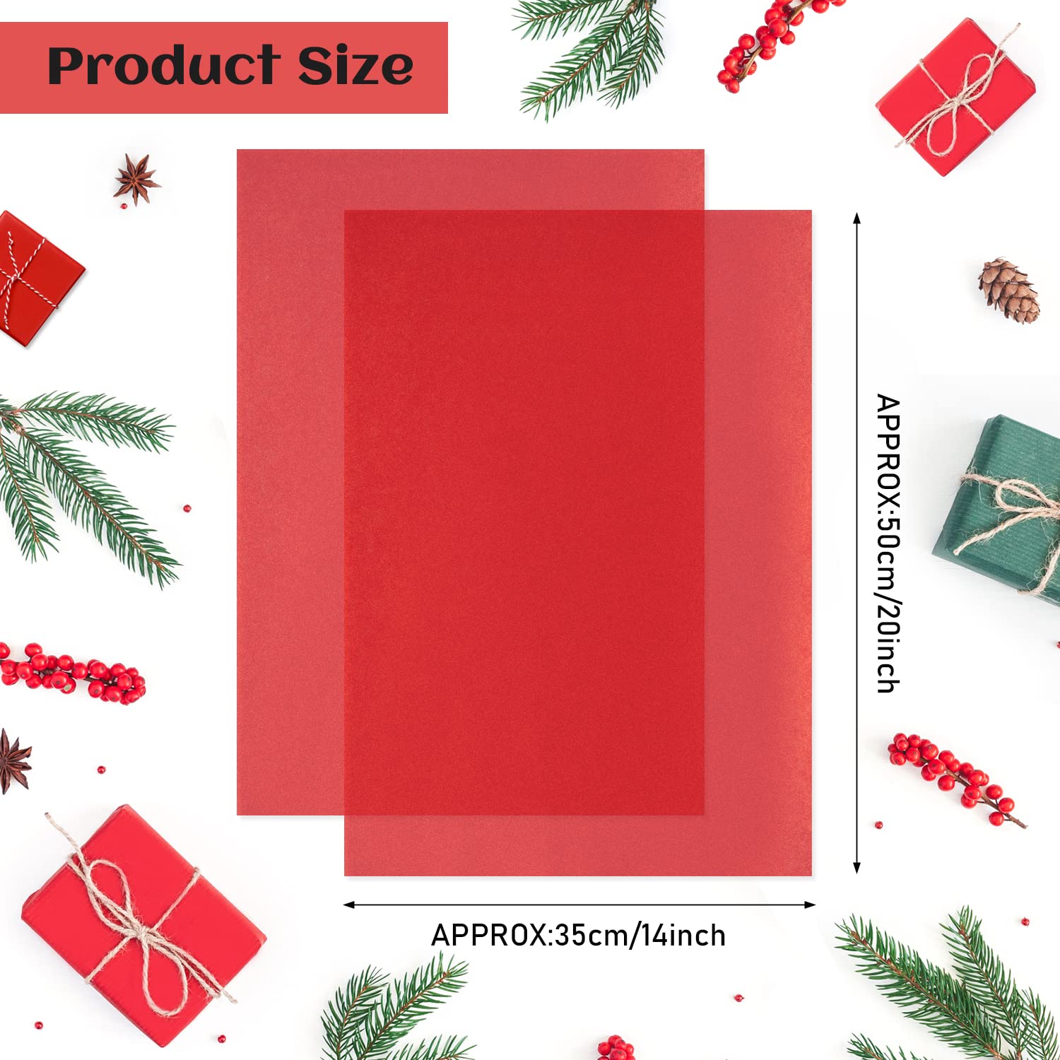 120 Sheets Red Tissue Paper - 14 X 20 Inches, Christmas Wrapping Paper Bulk For Gift Bags, Packaging, Floral Filler, Crafts, Birthday, Wedding, Valentine'S Decor