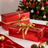 Red Metallic Wrapping Paper, 17Inch X 33Ft Solid Color Lustre Paper, Red Gift Wrapping Paper Roll With Grid Cutting Lines For Christmas, Mothers Day, Wedding, Bridal Shower, Valentines Day, Birthday