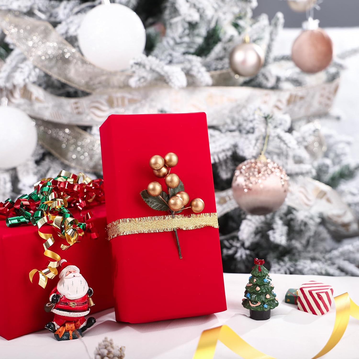 Kraft Red Wrapping Paper Roll - Mini Roll - 17 Inch X 33 Feet - Solid Color Red Christmas Wrapping Paper Perfect For Christmas, Birthday, Wedding, Baby Shower