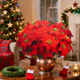 8Pcs Artificial Poinsettia Flowers Christmas Decorations Silk Poinsettia Stem Realistic Holiday Home Decor For Table Centerpiece Wedding Party Diy