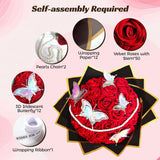50 Pcs Fake Red Roses Artificial Flowers Bulk, Faux Velvet Silk Rose Bouquet With Long Stems Real Look For Wedding Party Centerpieces Vases Decor