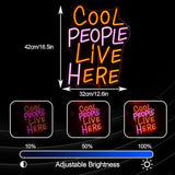 Cool People Live Here Neon Sign Pink Orange LED Wall Light USB Dimmable Bedroom Party Decor