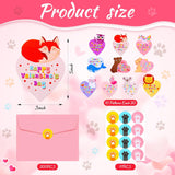 200 Pcs Mini Valentine'S Day Cards Assortment Bulk Classroom Exchange For Kids Greeting Animal Box Foldable Love Heart Greeting Cards With Envelopes And Stickers