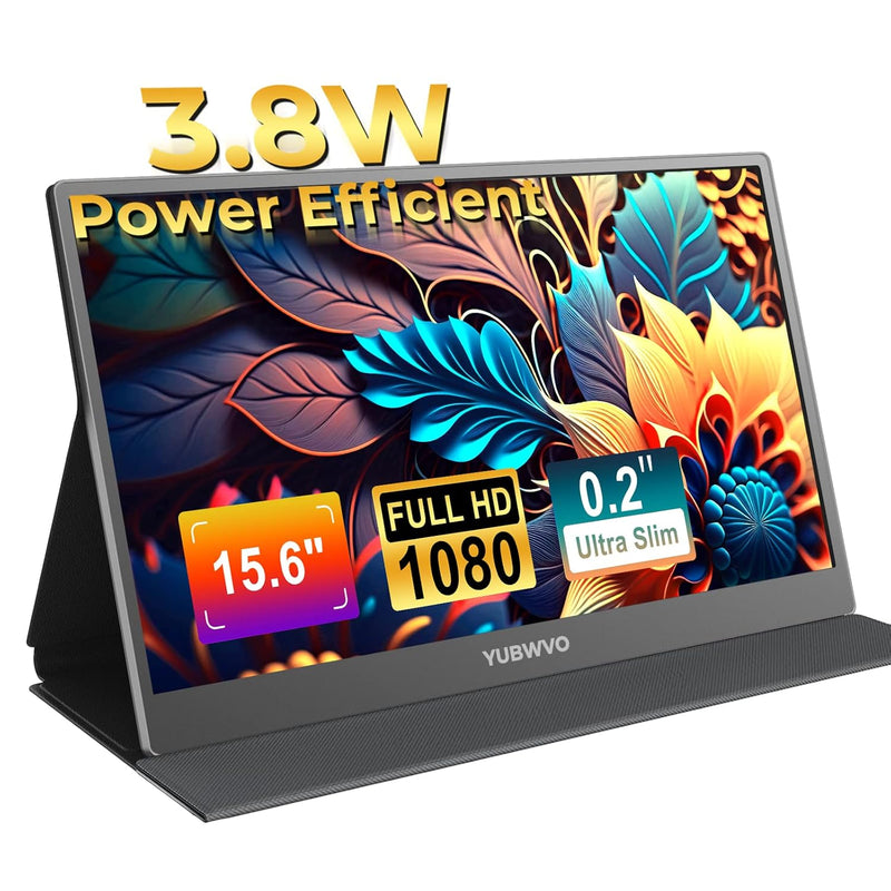 15.6" 1080P Travel Monitor For Laptop Aluminum Alloy/3.8W Energy-Efficient/0.2