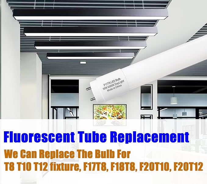 6 Pack 2FT Type B F17T8 LED Replacement Bulbs 10W 1250LM G13 Ballast Bypass Tube Lights