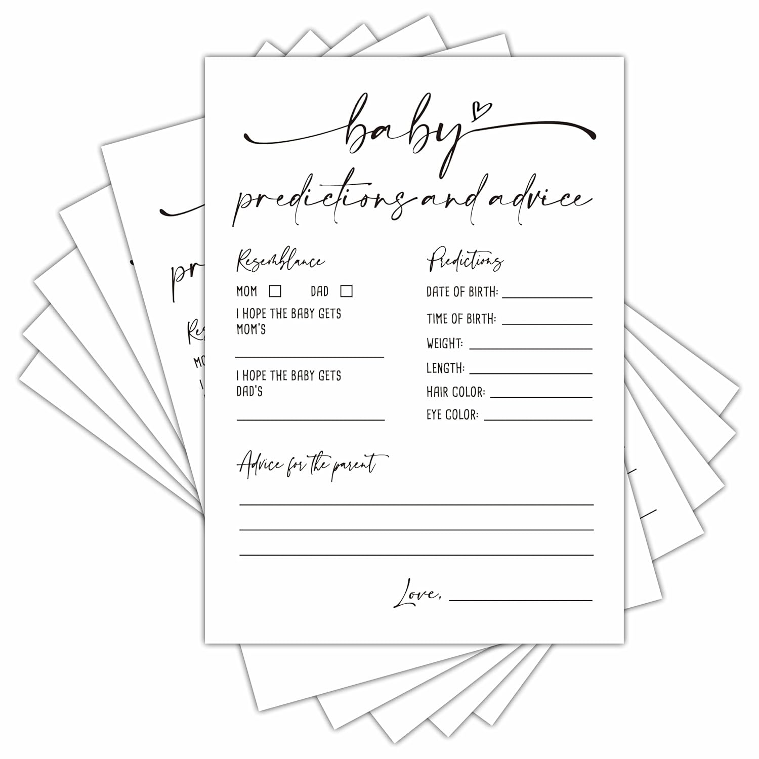 Baby Prediction And Advice Cards, Baby Shower Games Cards, Minimalism Boy Or Girl Baby Gender Reveal Party Favors Decorations And Supplies, 30 Pcs Double-Sided - A01