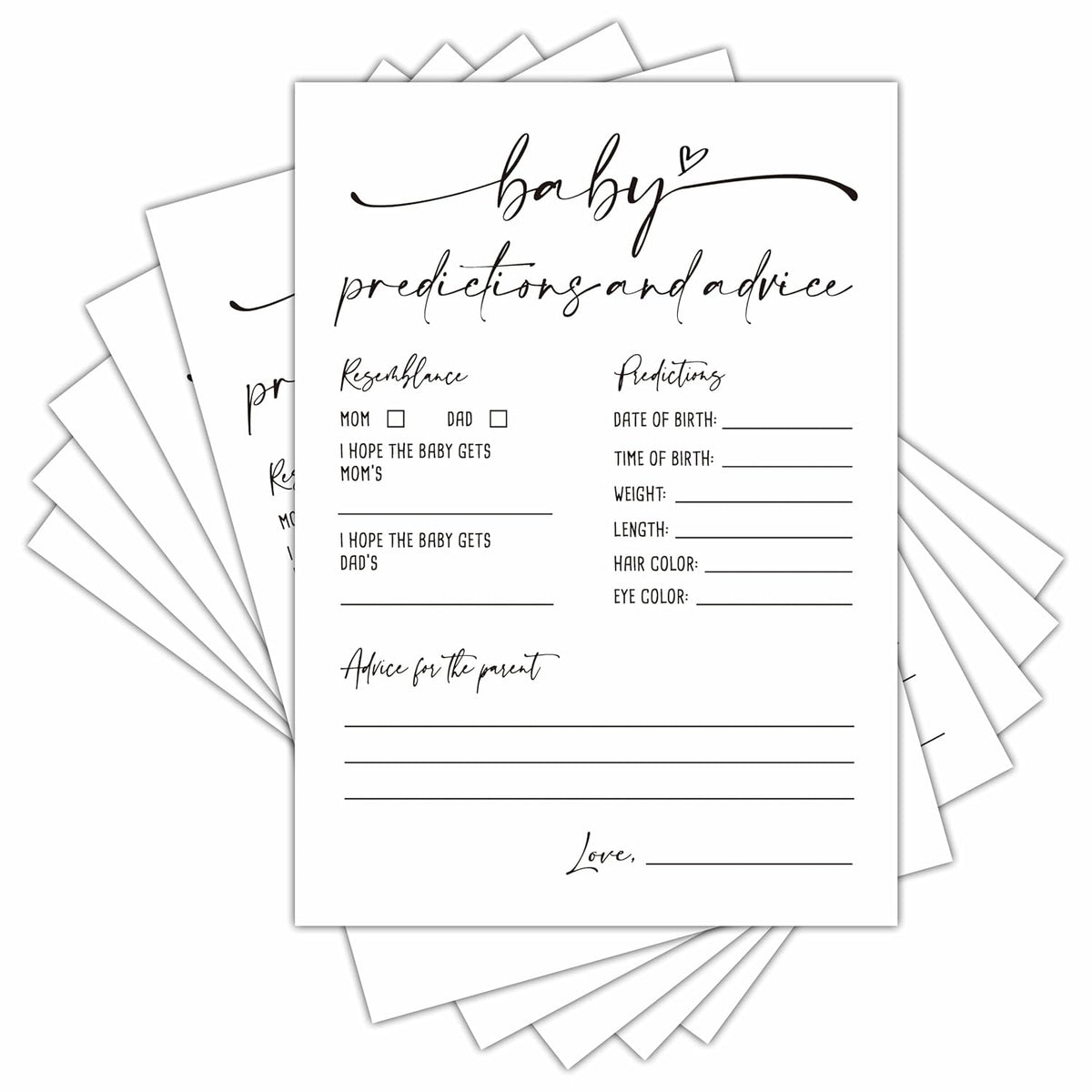 Baby Prediction And Advice Cards, Baby Shower Games Cards, Minimalism Boy Or Girl Baby Gender Reveal Party Favors Decorations And Supplies, 30 Pcs Double-Sided - A01