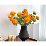 7 Pcs Orange Peonies Artificial Flowers, Fake Ranunculus For For Vase, Fake Silk Flowers For Home Table Centerpiece Office Desk Farmhouse Kitchen Dining Coffee Table Decoration (Light Orange)