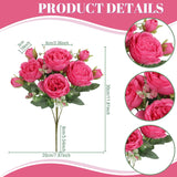 Artificial Flowers, 3Pcs Silk Fake Peonies Faux Hot Pink Artificial Flowers Peonies Bouquet Arrangements Table Centerpieces For Wedding Office Home Decor Cake