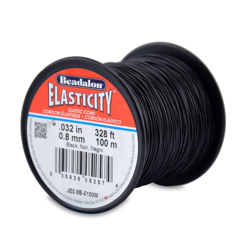 Elasticity Stretch Cord, 0.8 Mm / .032 In, Black, 100 M / 328 Ft