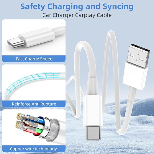 2 Pack USB A to USB C Cable 3FT 6FT CarPlay Fast Charging Cord for iPhone 17 16 15 iPad Pro Air