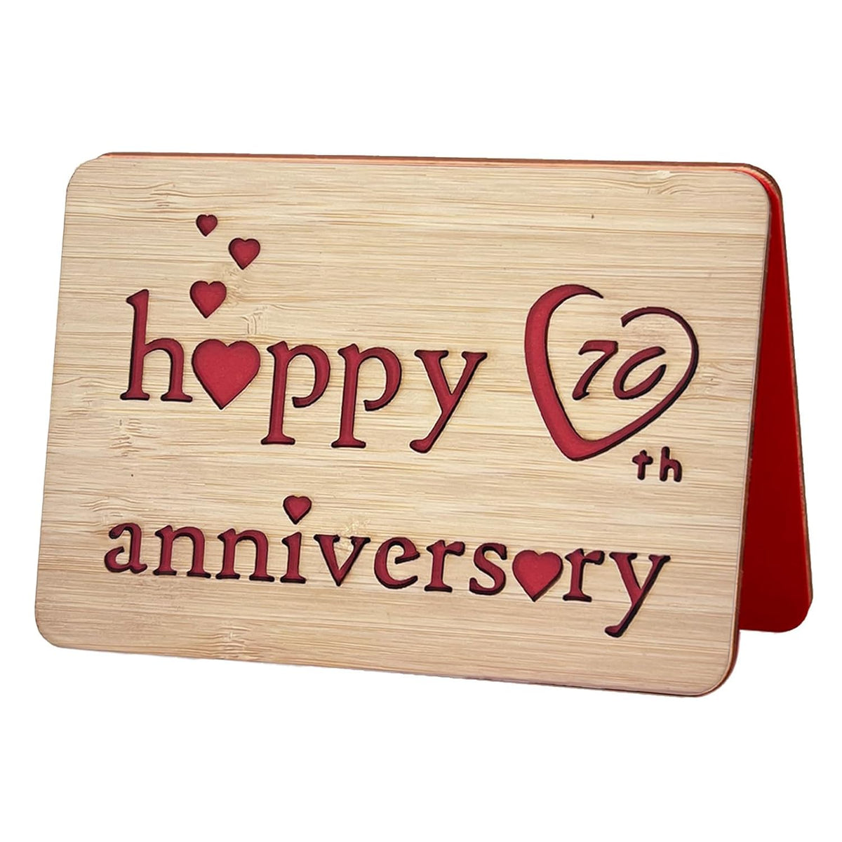 Wooden 70Th Anniversary Card,Handmade Wedding Anniversary Greeting Cards,70Th Anniversary Card For Her,Him,Husband,Wife