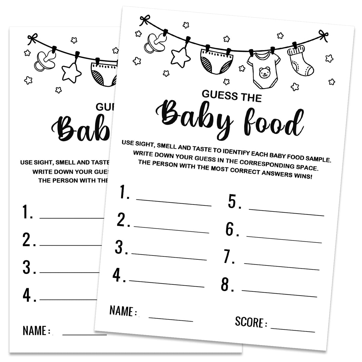 Baby Shower Game, Guess The Baby Food Baby Shower Game, Gender Reveal Party Supplies, Baby Shower Decorations, Baby Shower Party Games Supplies & Activities, 30 Game Cards Included