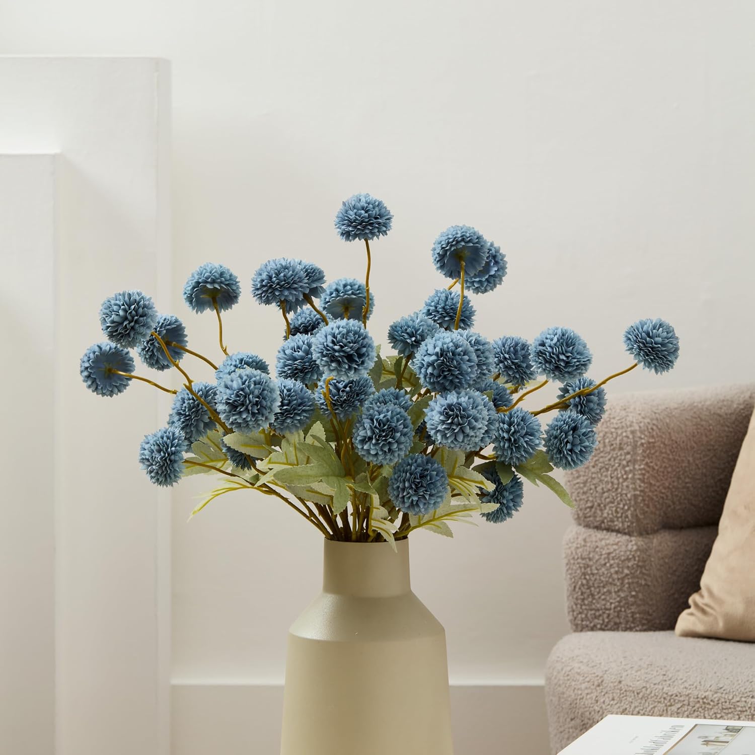 Faux Kiku Flower Grey – 10-Stem Pack Faux Chrysanthemum Flowers – Artificial Flower Ball For Floral Arrangements, Table Centerpieces, Flower Bouquet – Realistic Faux Flowers For Vase, Wedding, Party