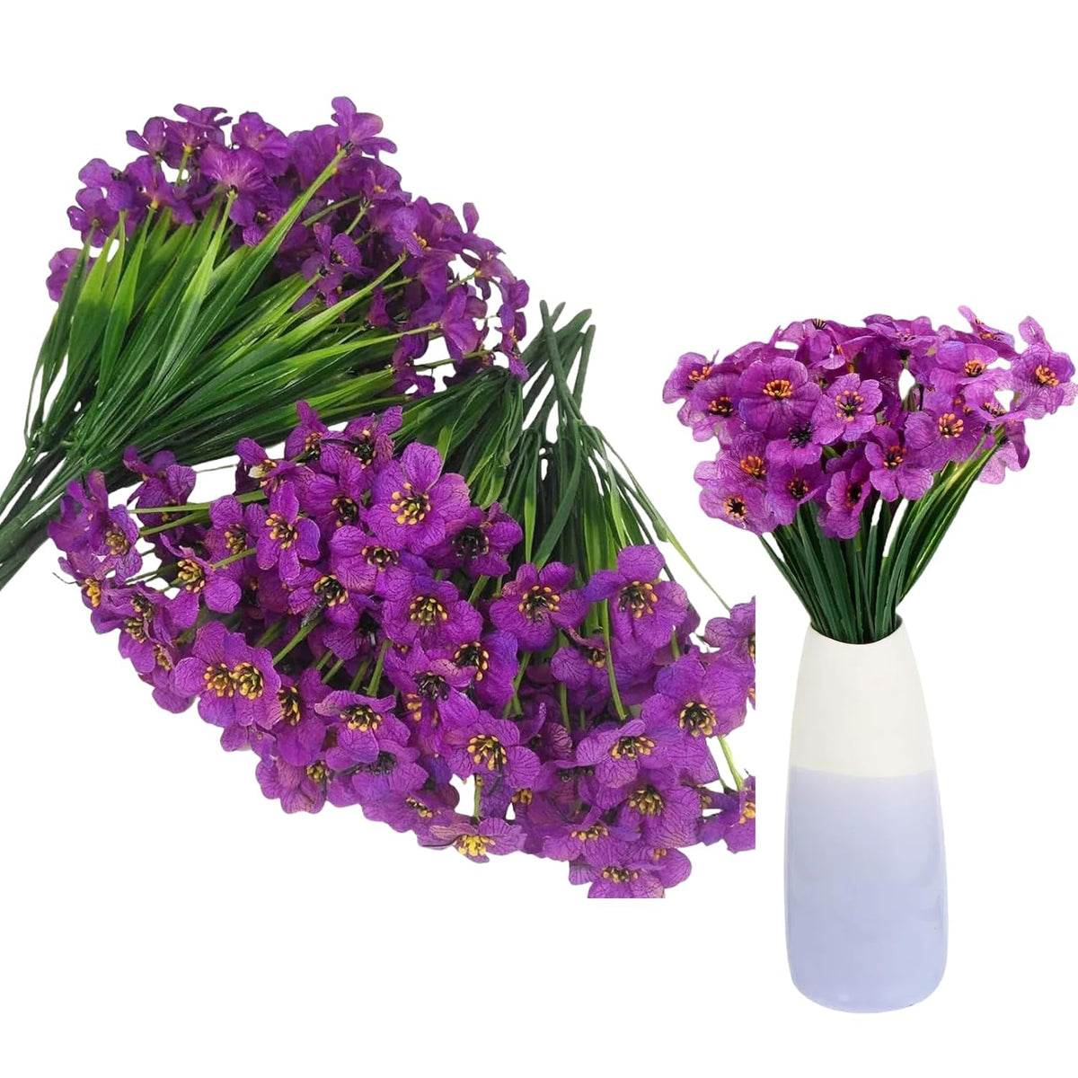 4 Bundles 18 Heads Artificial Violet Flowers, No Fade Fake Violet Artificial Flower Plant Faux Bouquet Decor For Home, Garden Party And Wedding Porch Window Box