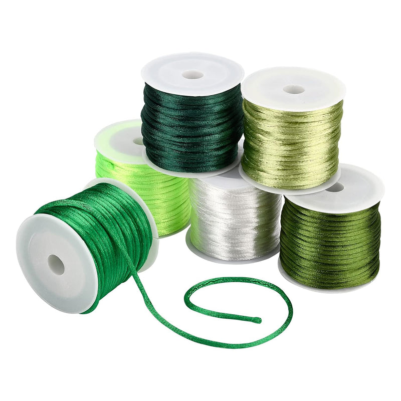 2Mm Green Satin Nylon Cord Rattail Silk Cord Bracelet String Beading String Fo